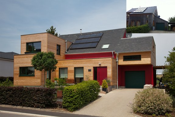 Vorher Nachher einer Bungalow Aufstockung mit Anbau zur Erweiterung der Wohnfläche