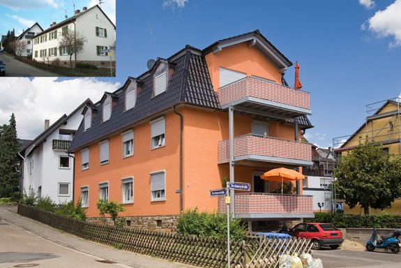 Vorher Nachher einer Mehrfamilienhaus Aufstockung